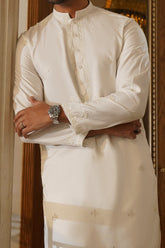 Pearl White Embroidered Kurta Trouser- Noor e Fitr